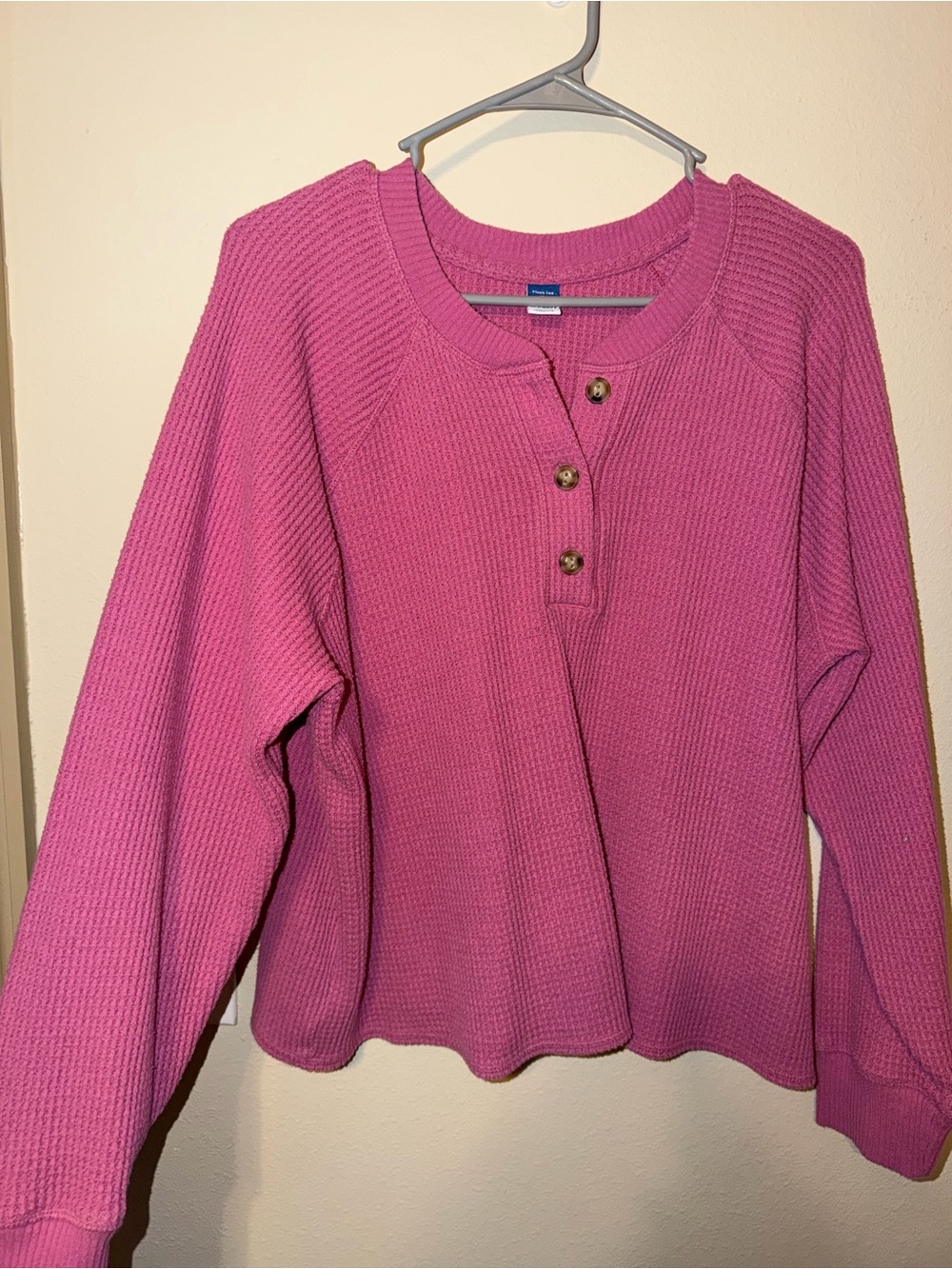 Old Navy Pink Waffle Henley Pullover